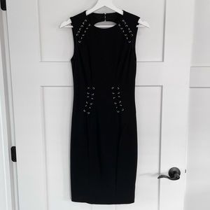 VINTAGE Corset Sexy Style Black MIDI Dress Cache LBD